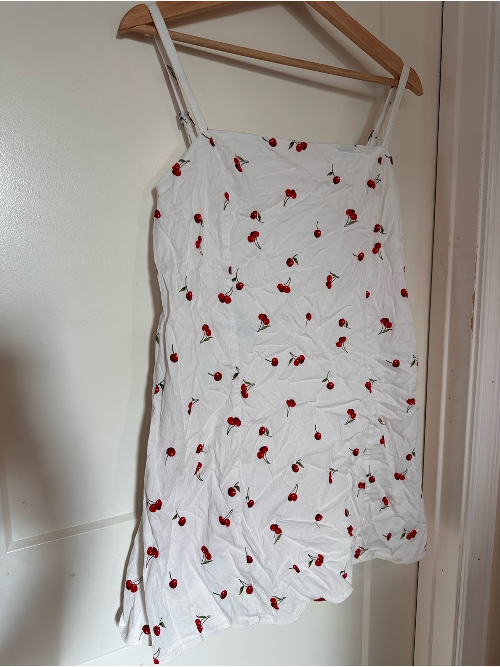 Abercrombie & Fitch White Cherry Print Sundress Romper